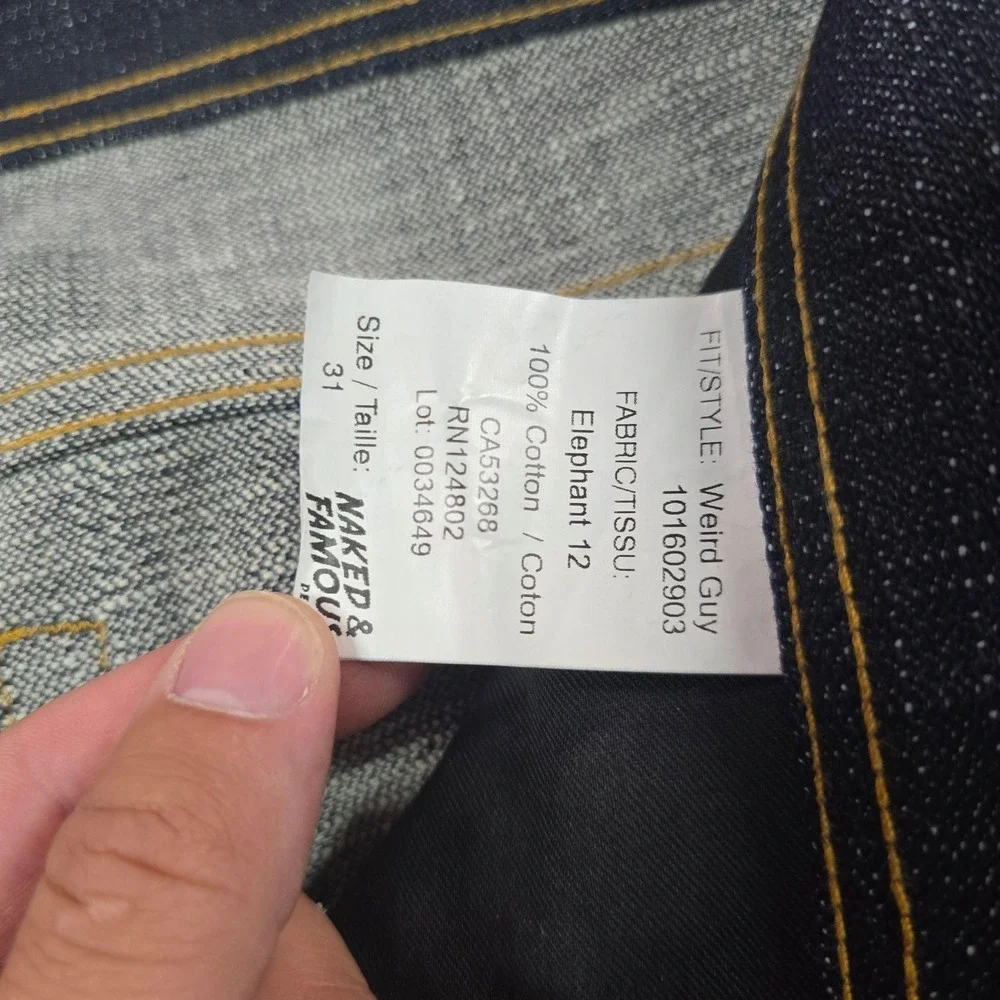 Naked & Famous Weird Guy Elephant 12 Jeans Mens 31x32 Blue Raw Denim Selvedge